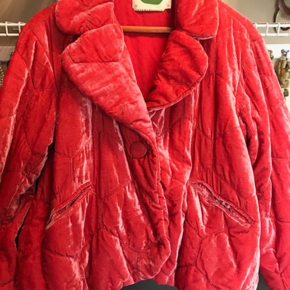 Anthropologie Coral Velvet Jacket